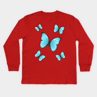 Morpho butterflies cartoon illustration Kids Long Sleeve T-Shirt